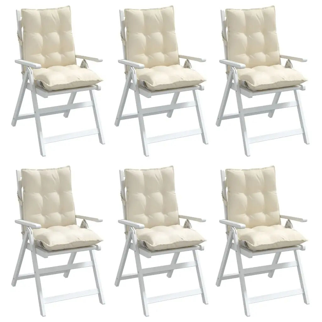 Lowback Chair Cushions 6 pcs Cream Oxford Fabric Outdoor Garden Patio Seat Pad