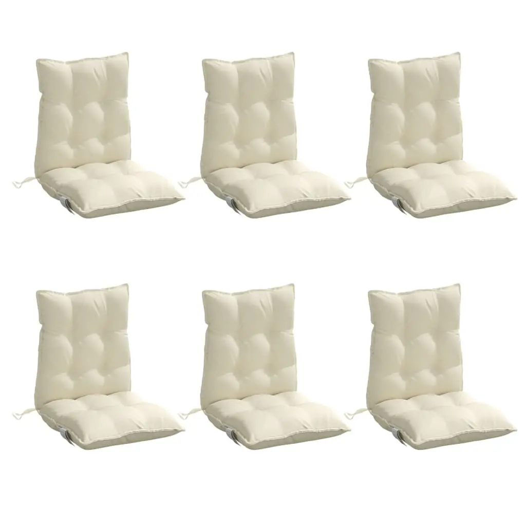 Lowback Chair Cushions 6 pcs Cream Oxford Fabric Outdoor Garden Patio Seat Pad