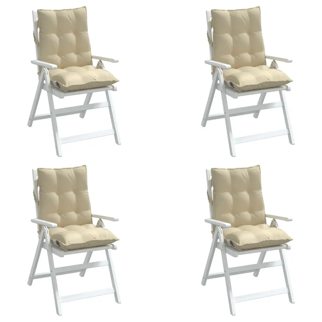 Lowback Chair Cushions for Outdoor Garden Patio Beige 4 Piece