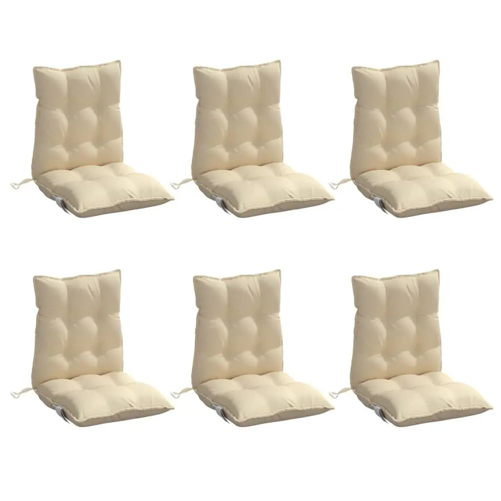 Lowback Chair Cushions 6 pcs Beige Oxford Fabric Outdoor Garden Patio Seat Pad