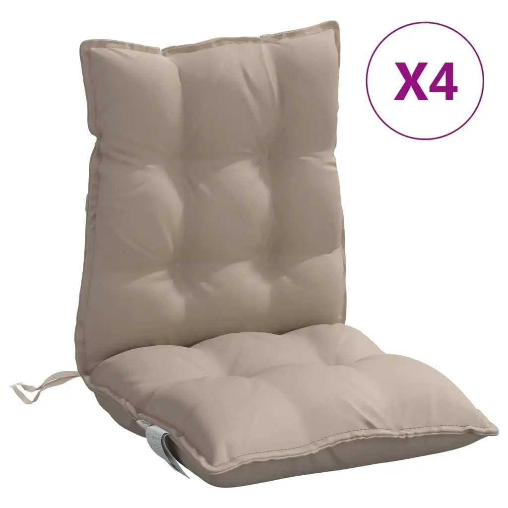 Lowback Chair Cushions for Outdoor Garden Patio 4 Pieces Taupe Oxford Fabric