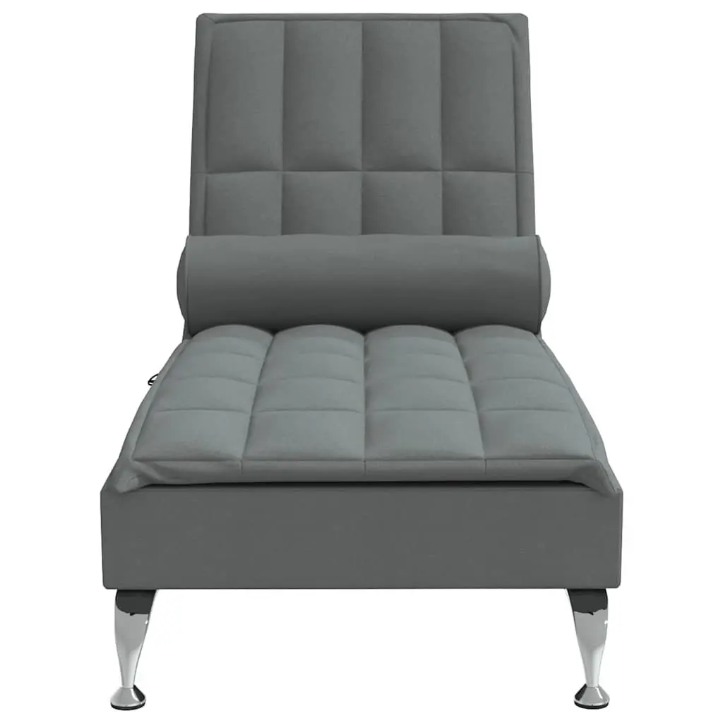 Massage Chaise Lounge Grey Fabric with Vibration Functionality