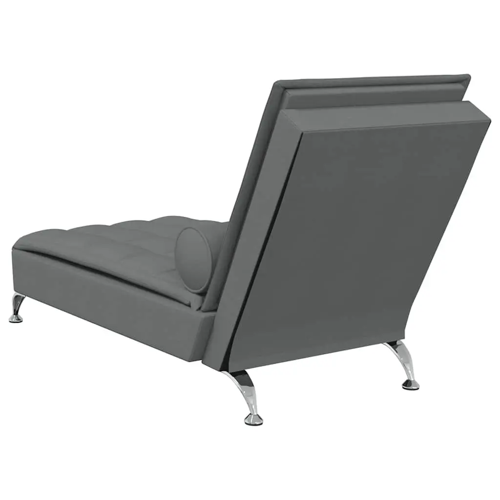 Massage Chaise Lounge Grey Fabric with Vibration Functionality