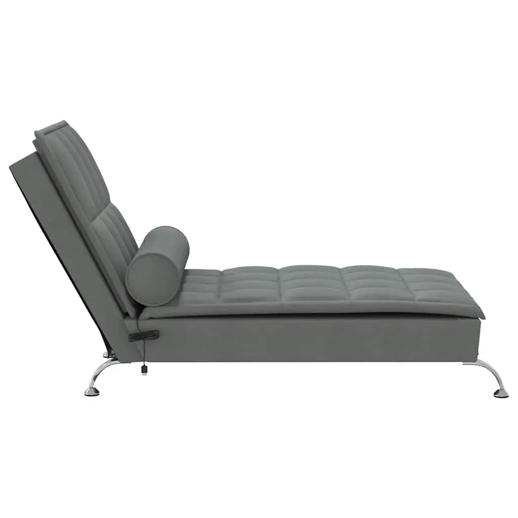 Massage Chaise Lounge Grey Fabric with Vibration Functionality