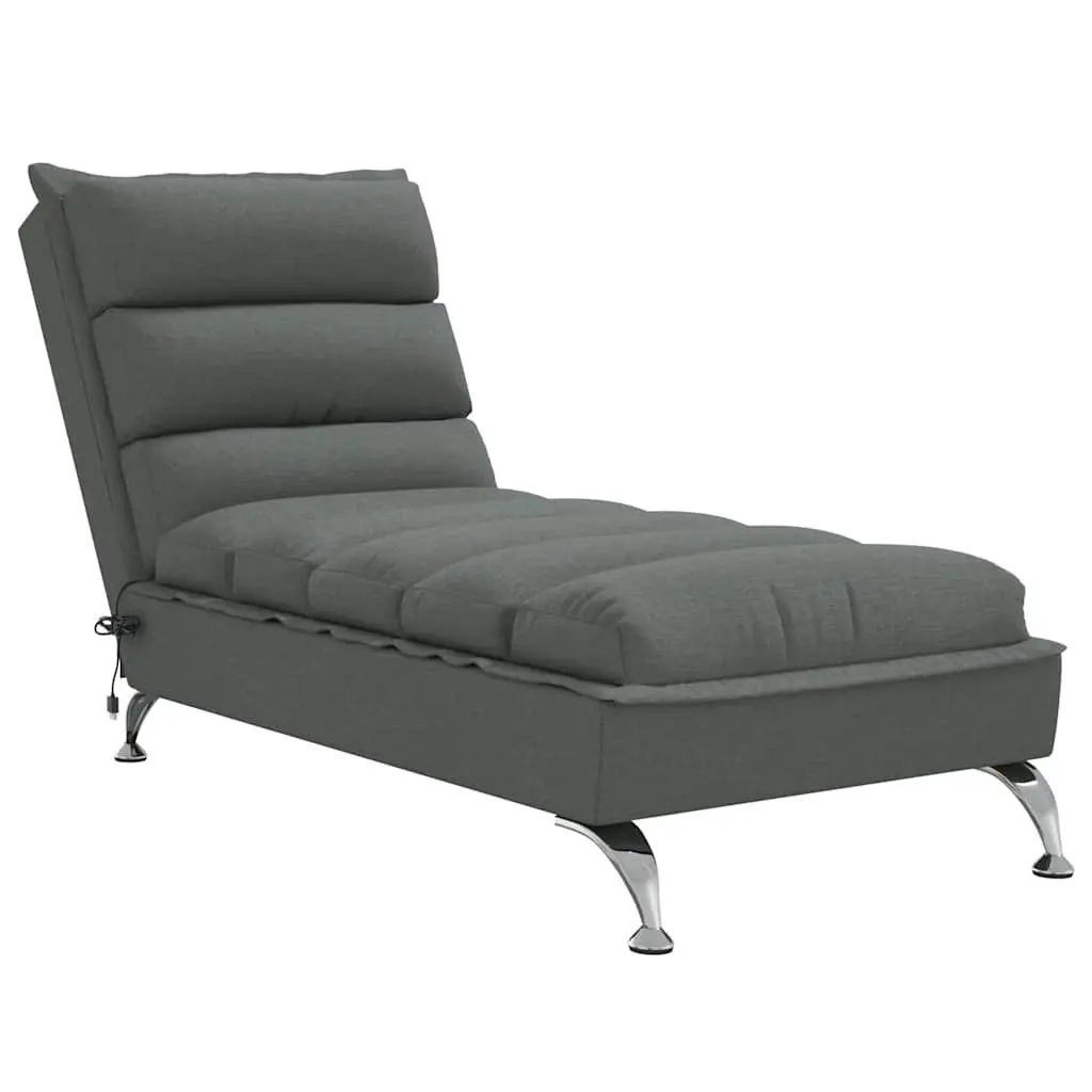 Massage Chaise Lounge for Living Room Dark Grey Fabric