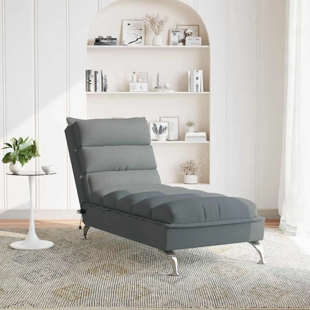 Massage Chaise Lounge for Living Room Dark Grey Fabric