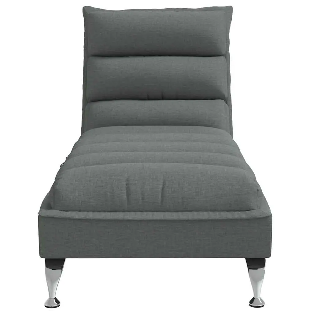 Massage Chaise Lounge for Living Room Dark Grey Fabric