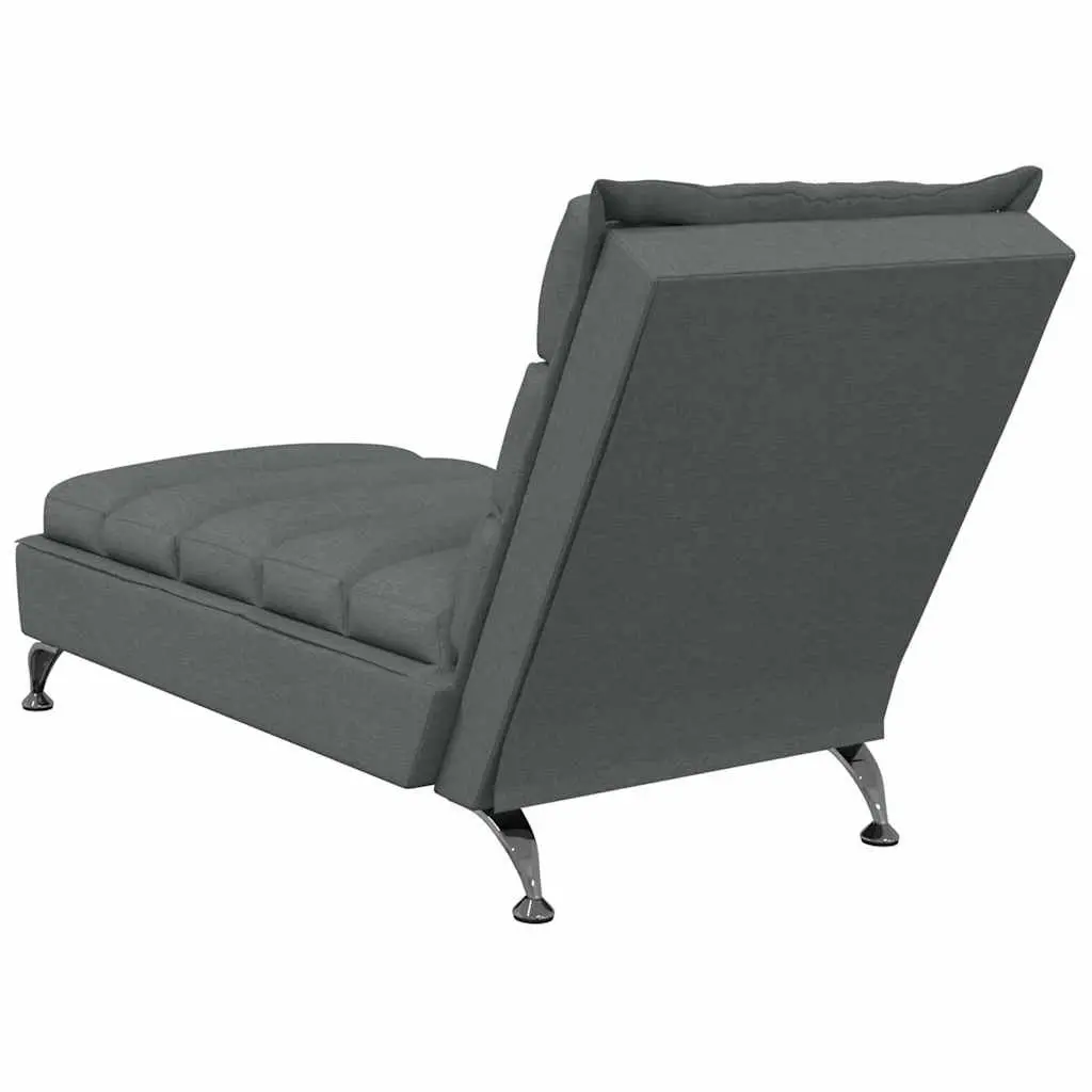 Massage Chaise Lounge for Living Room Dark Grey Fabric