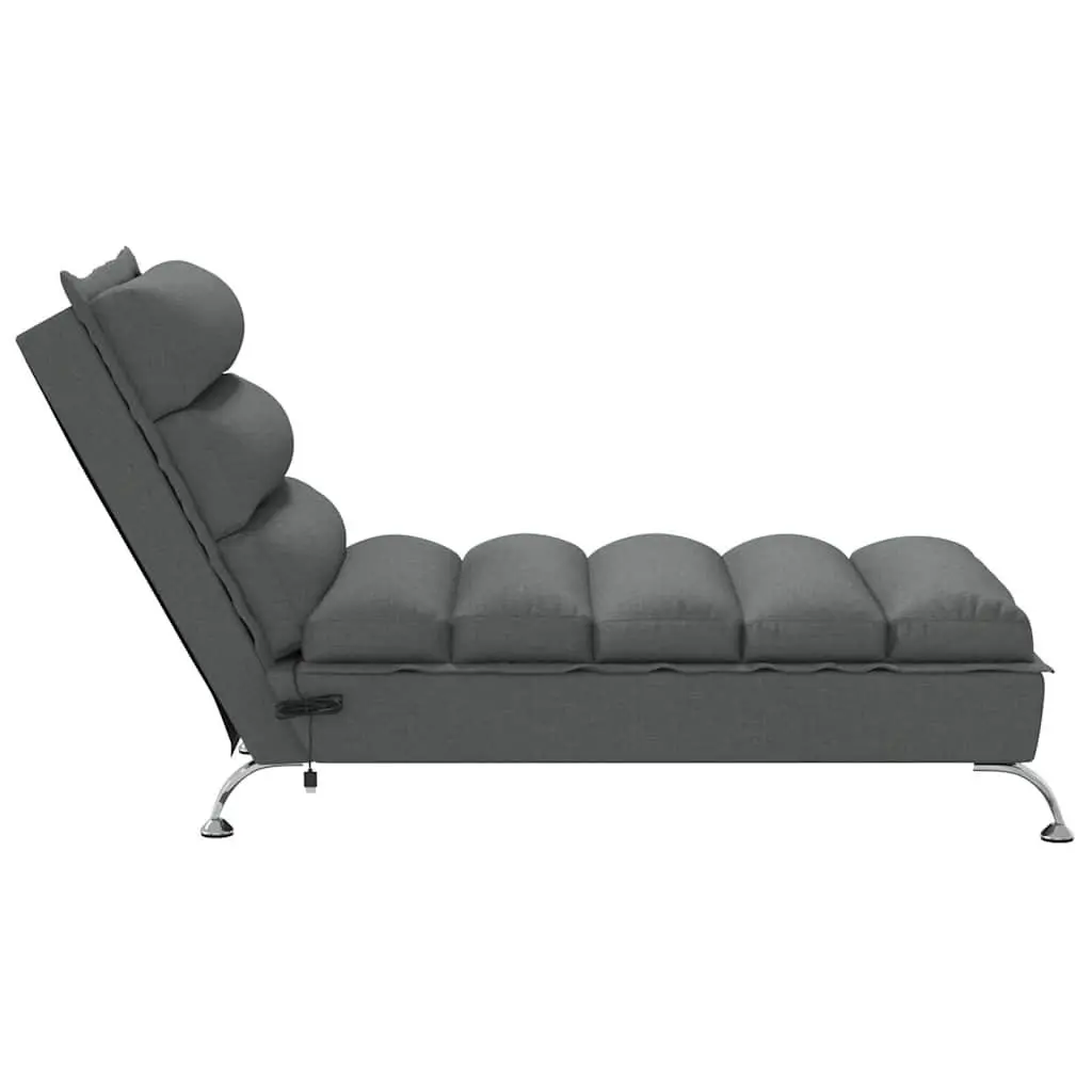 Massage Chaise Lounge for Living Room Dark Grey Fabric