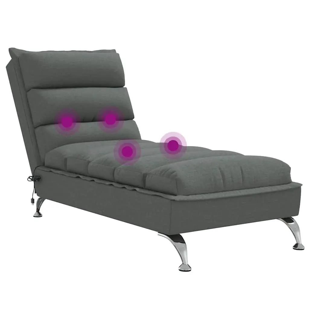 Massage Chaise Lounge for Living Room Dark Grey Fabric