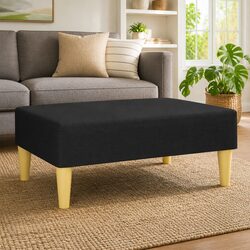 Compact Black Fabric Footstool Dimensions and Details