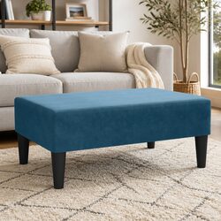 Specifications for Blue Velvet Footstool Ottoman
