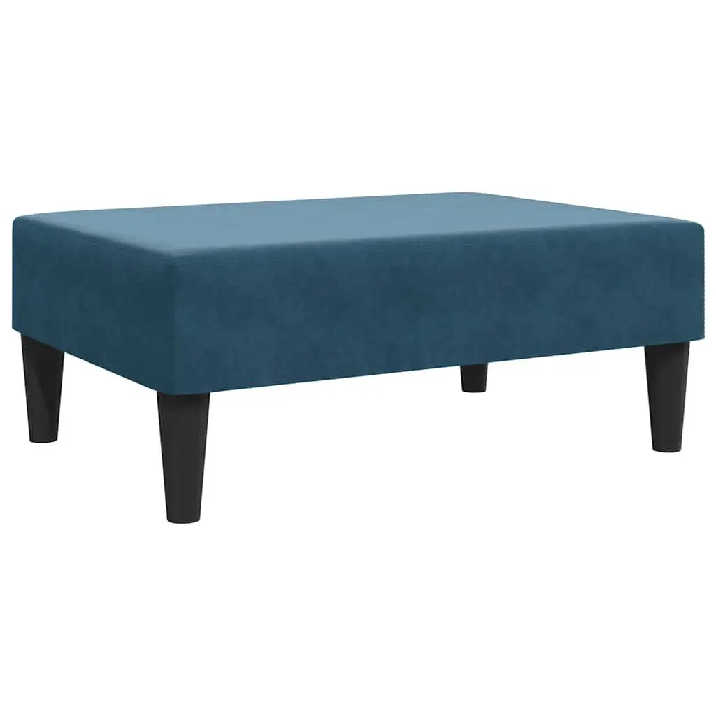 Blue Velvet Footstool Ottoman