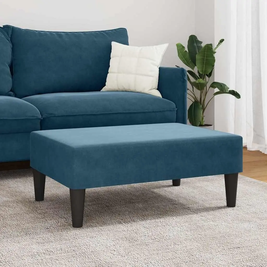 Blue Velvet Footstool Ottoman