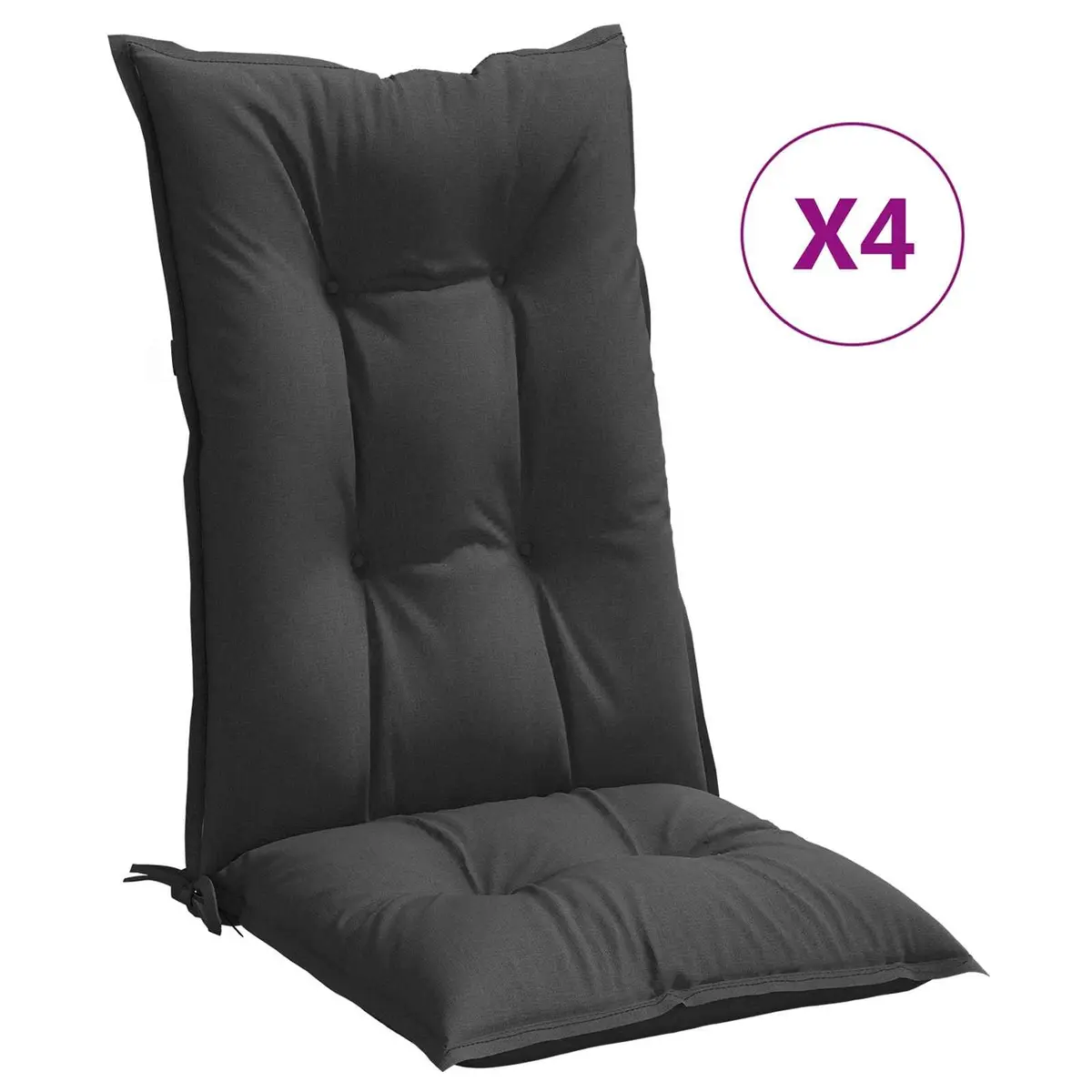 Highback Chair Cushions Indoor Outdoor 120x50x7 cm Anthracite 4 Piece
