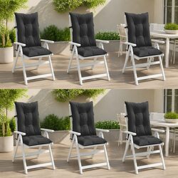 Highback Chair Cushions 6 pcs Anthracite 120x50x7 cm Outdoor Garden Patio Seat