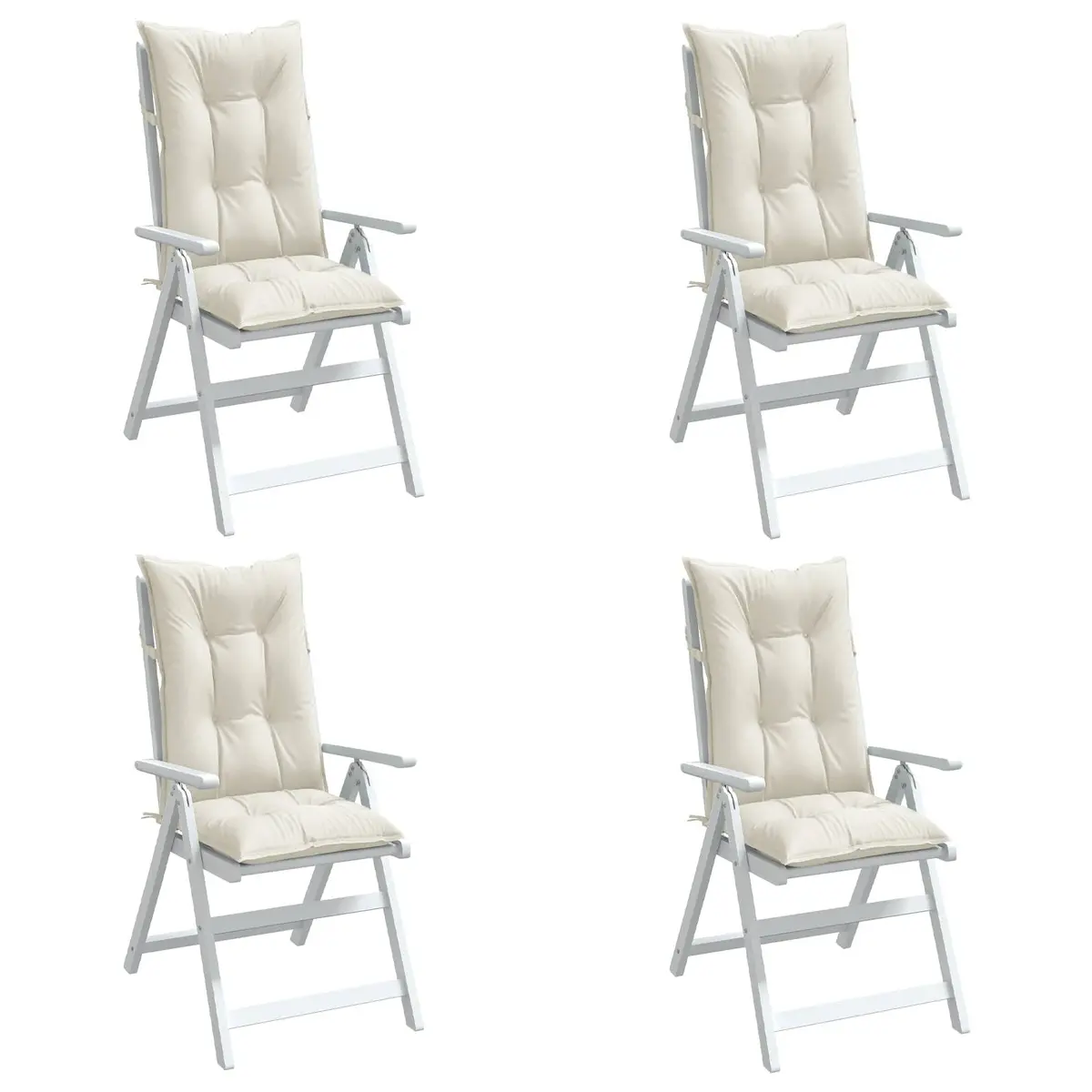 Highback Chair Cushions Set 4pcs Cream Outdoor Garden Patio Seat Pad Cushion