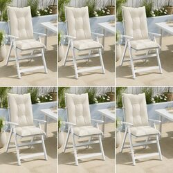 Highback Chair Cushions Set 6 pcs Cream Outdoor Garden Patio Furniture Pad
