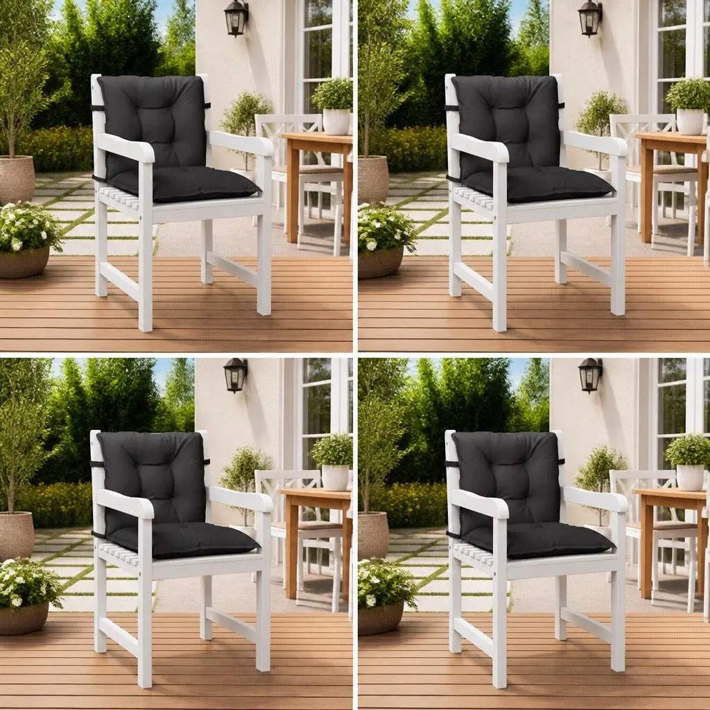 Lowback Chair Cushions Set 4 Piece Outdoor Garden Patio Furniture Seat Anthracite