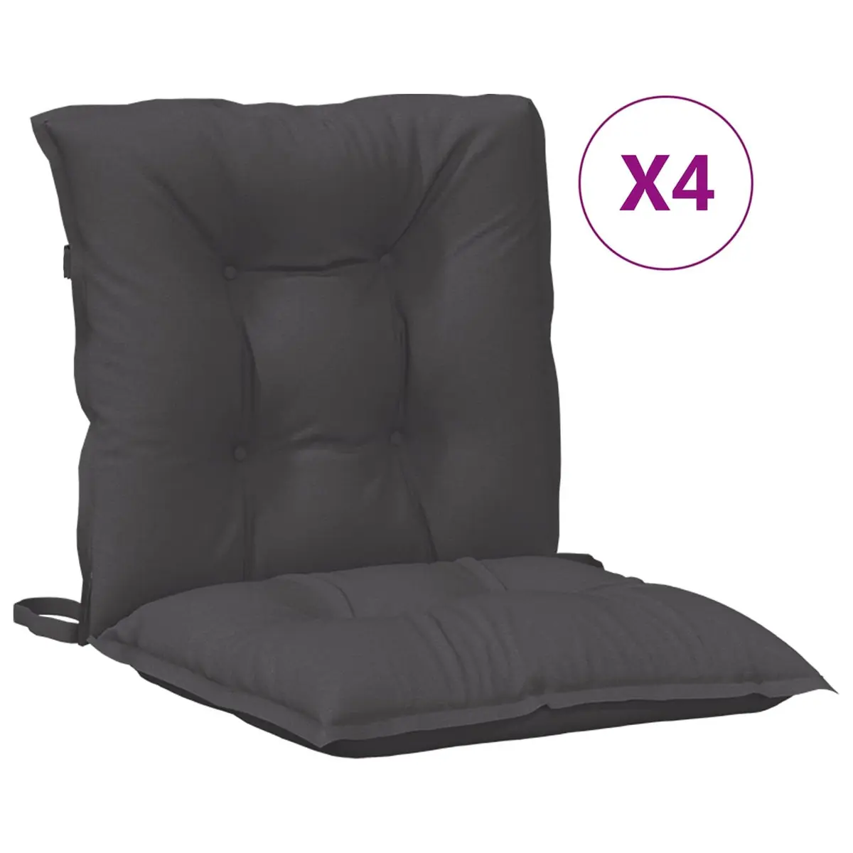 Lowback Chair Cushions Set 4 Piece Outdoor Garden Patio Furniture Seat Anthracite