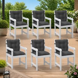 Specs of 6 Lowback Chair Cushions: 100x50x7 cm, Anthracite
