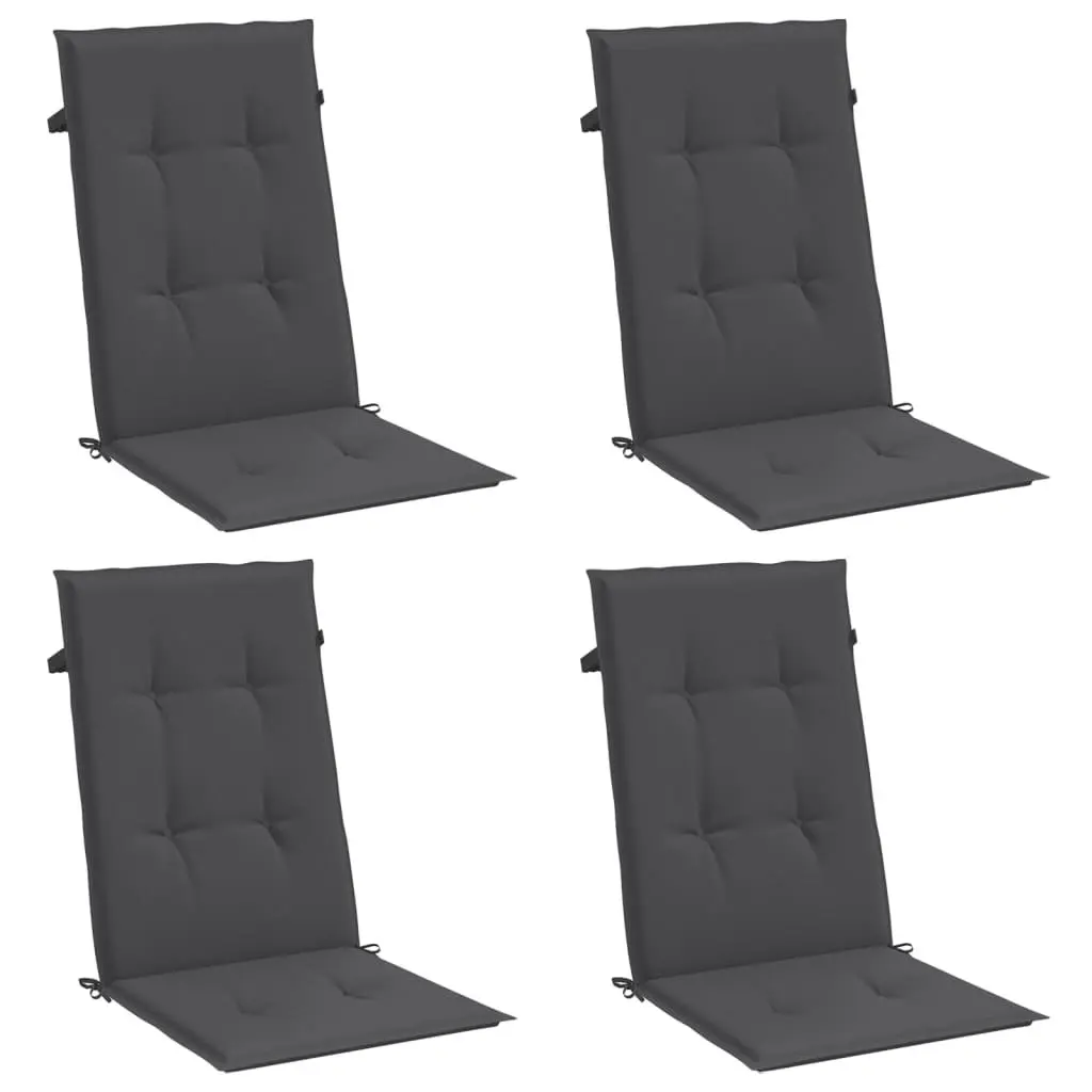 Highback Chair Cushions Set 4 Piece Outdoor Garden Patio Seat Pad Anthracite