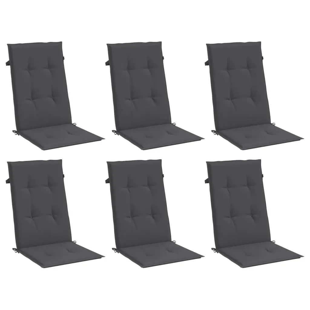 Highback Chair Cushions for Outdoor Garden Patio Furniture 120 x 50 x 4 cm Anthracite 6 Piece
