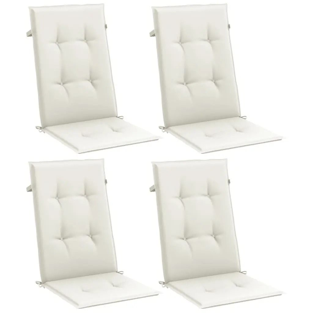 Highback Chair Cushions Outdoor Garden Patio Seating Pad Cream 4 Piece