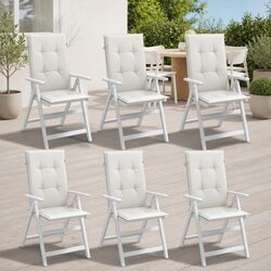 Highback Chair Cushions - 6 Pcs, 120x50x4 cm, Cream