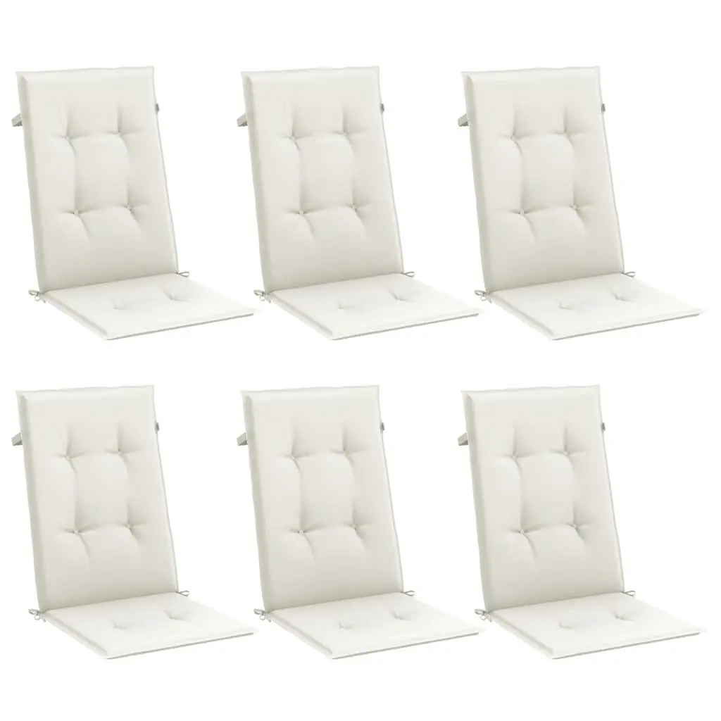 Highback Chair Cushions Cream 6 Piece Set Outdoor Patio Garden Seat Pads