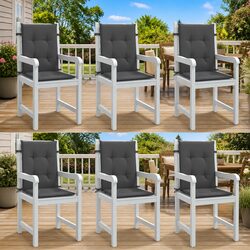 Lowback Chair Cushions Set 6 pcs Anthracite Outdoor Indoor Patio Garden Seat Pad