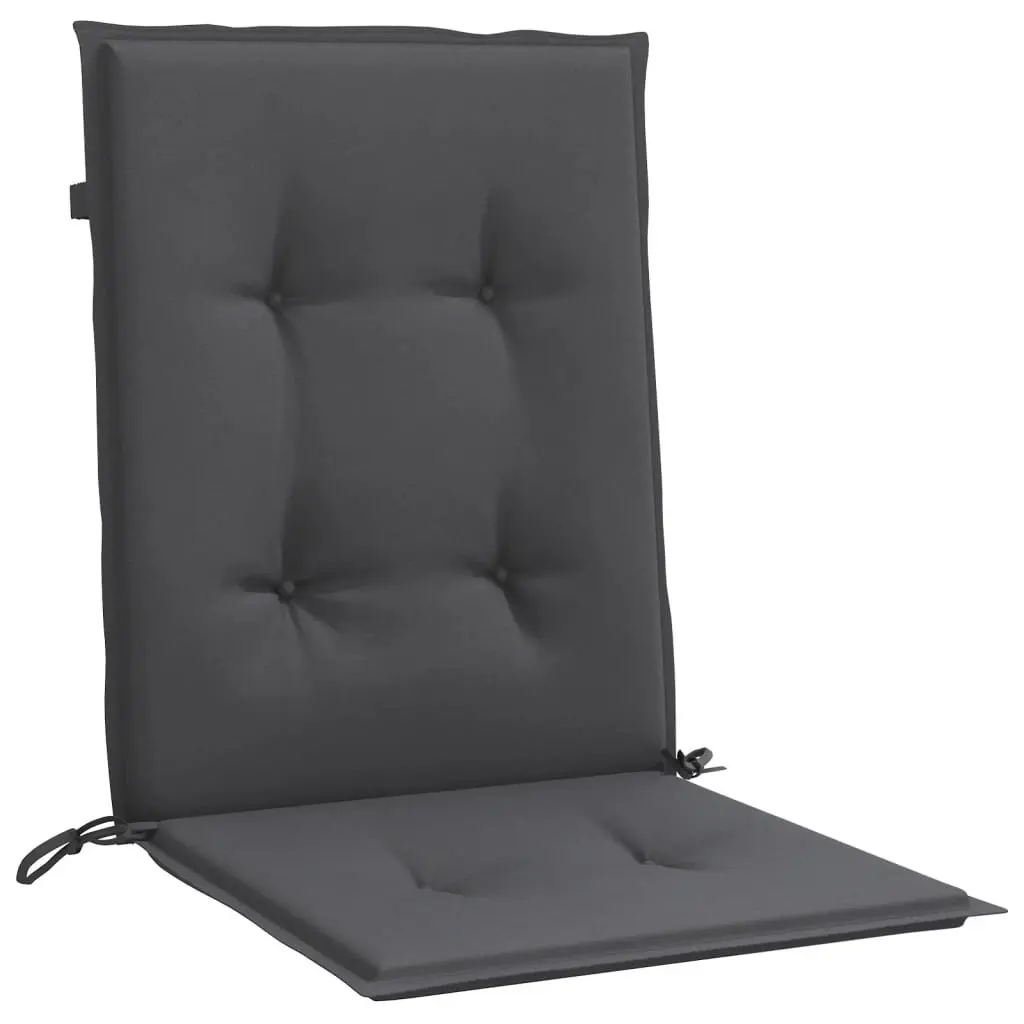 Set of 6 Anthracite Lowback Seat Cushions for Patio Garden Indoor Outdoor Use 100x50x4cm Soft Foam Filling Non Slip Attachment