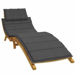 Sun Lounger Cushion: 186x58x4 cm in Anthracite Colour