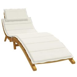 Sun Lounger Cushion Cream 186x58x4cm with Foam Fibre Filling