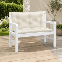 Garden Bench Cushions - Cream, 100x50x7cm, 2 Pack