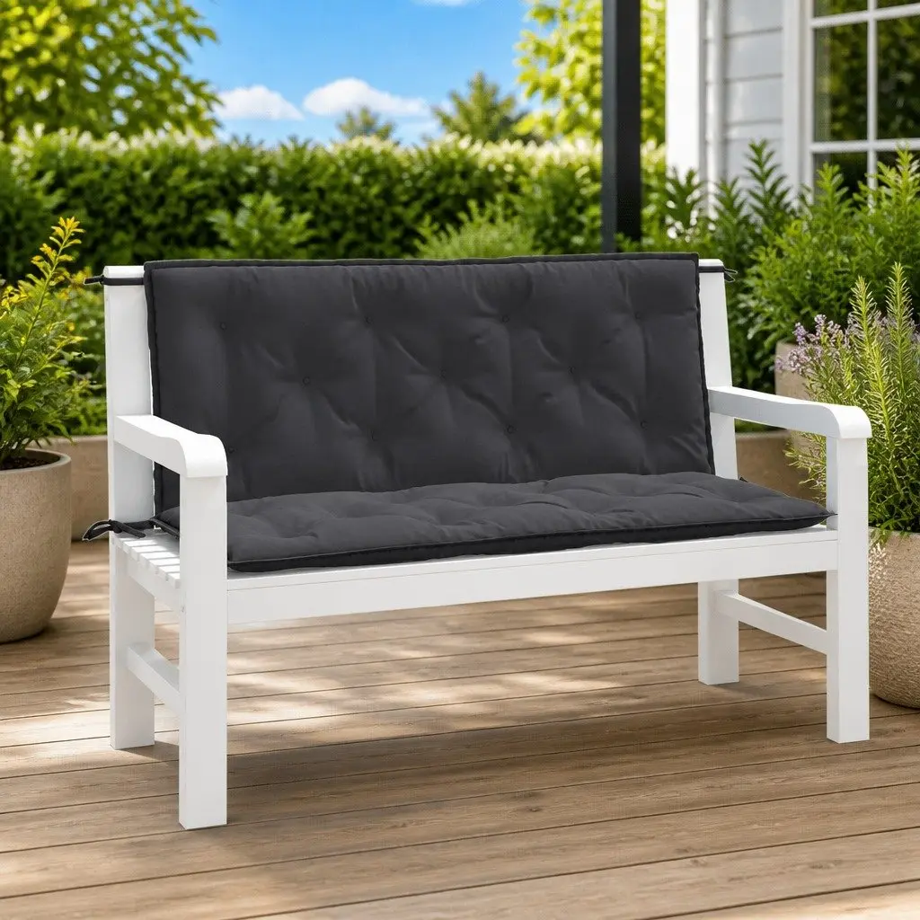 Garden Bench Cushions Outdoor Patio Seating Pad Anthracite 120x50x7cm 2 Pieces