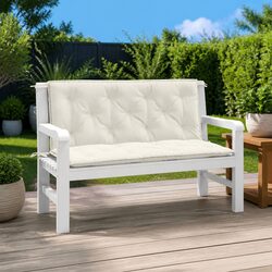 Garden Bench Cushions 2 Pieces Outdoor Seating Pad Cream 120x50x7 cm