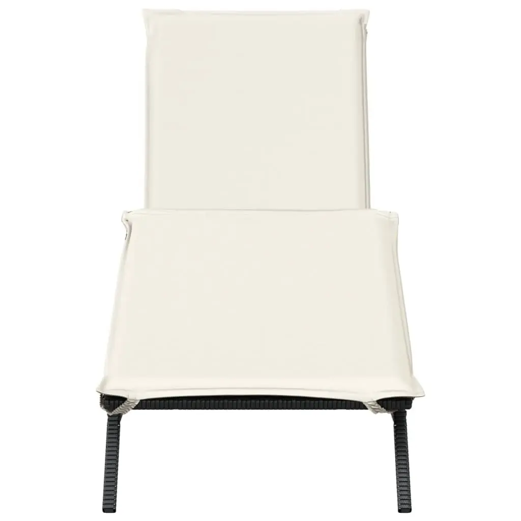 Sun Lounger Outdoor Garden Chair Adjustable Reclining Lounge Seat with Cushion Black