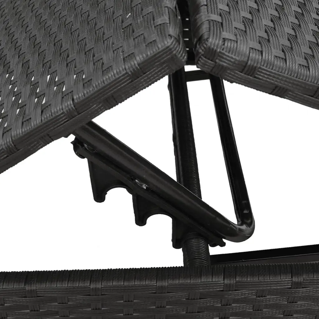 Sun Lounger Outdoor Garden Chair Adjustable Reclining Lounge Seat with Cushion Black