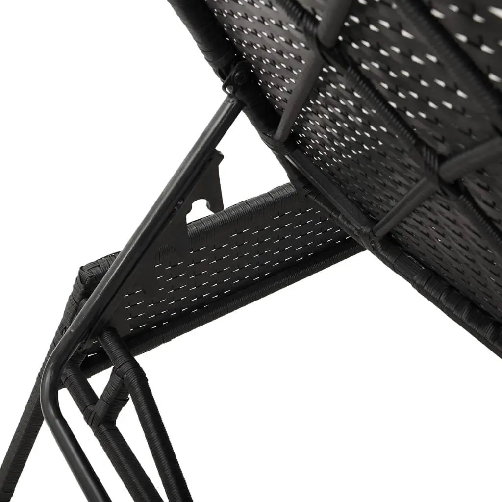 Sun Lounger Outdoor Garden Chair Adjustable Reclining Lounge Seat with Cushion Black