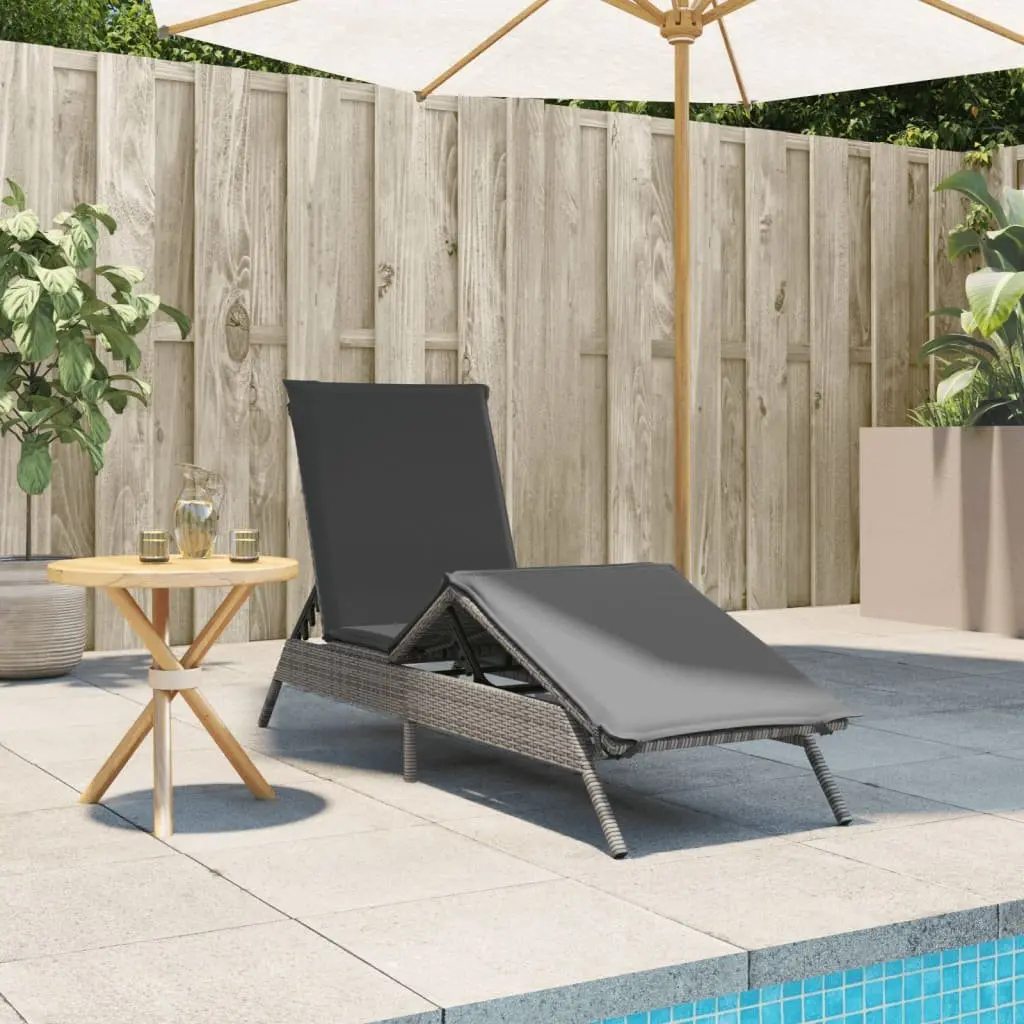 Sun Lounger Outdoor Adjustable Backrest Footrest with Cushion Grey