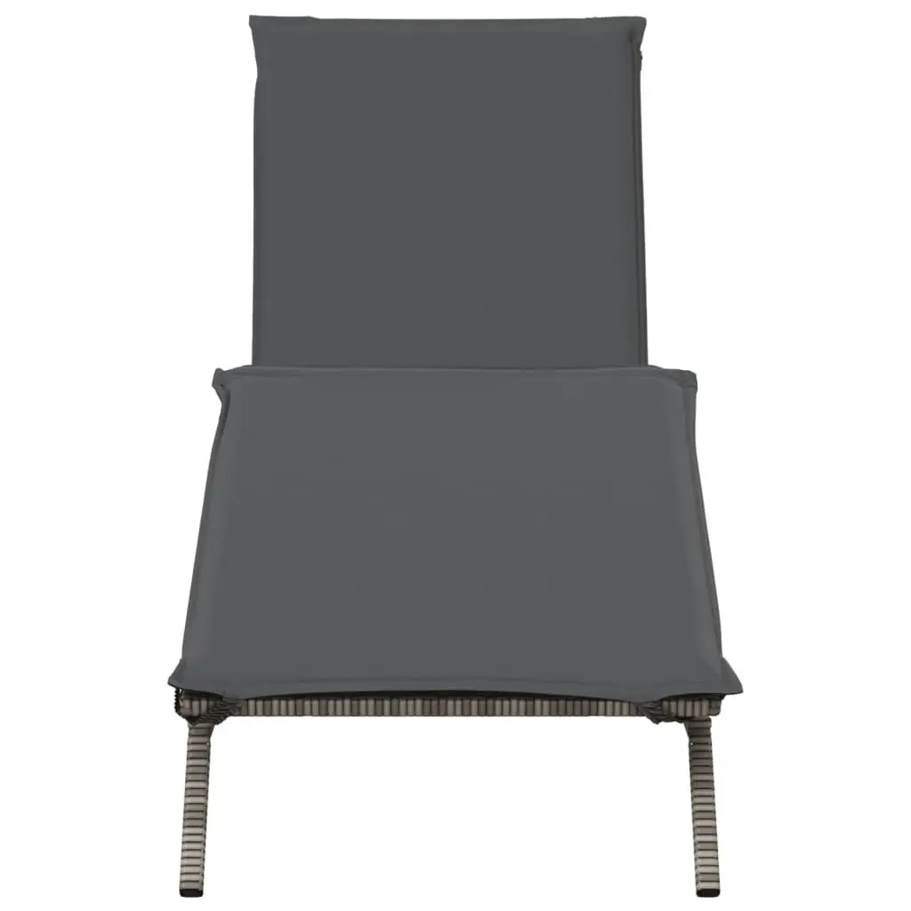 Sun Lounger Outdoor Adjustable Backrest Footrest with Cushion Grey