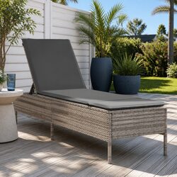 Grey Sun Lounger with Cushion: Dimensions and Materials Included