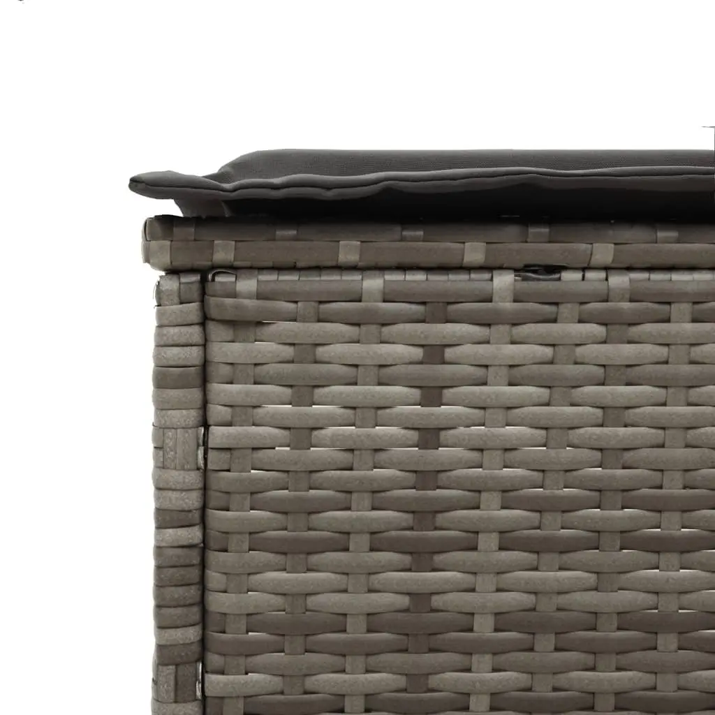 Sun Lounger for Outdoor Use Grey Poly Rattan with Adjustable Backrest