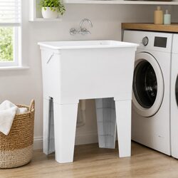 Dimensions of 59x41x75 cm Laundry Tub in White with Washboard