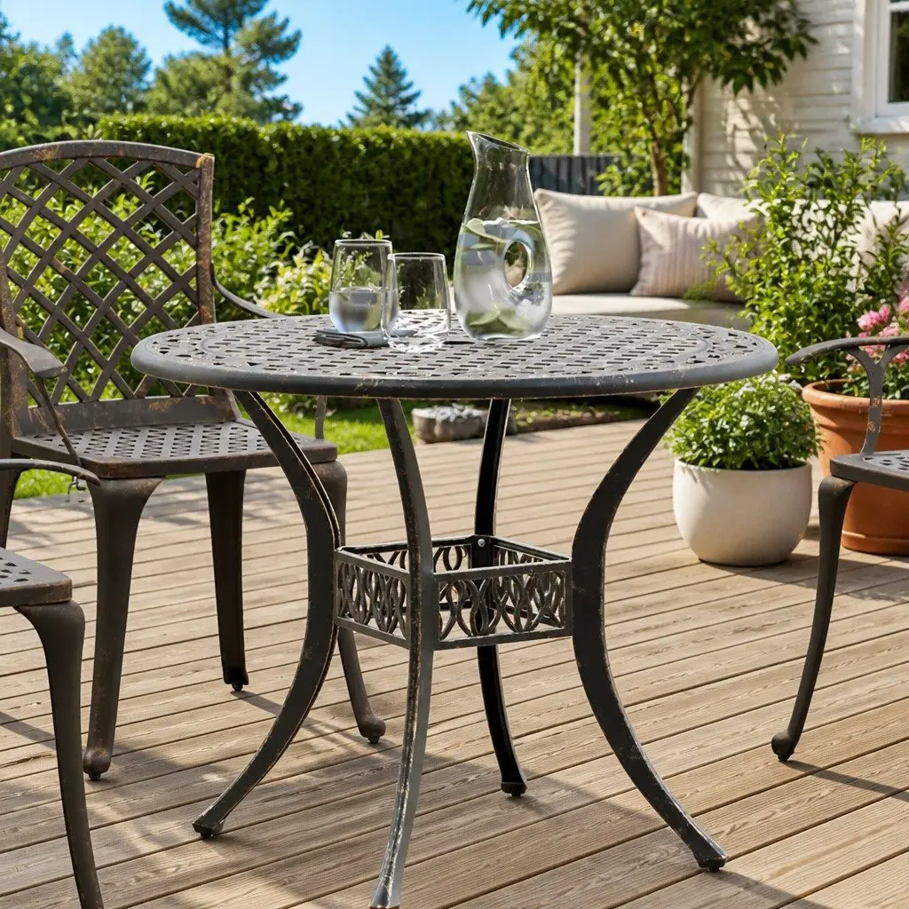 Garden Table Outdoor Patio Furniture Brown Round Ø90x75 cm
