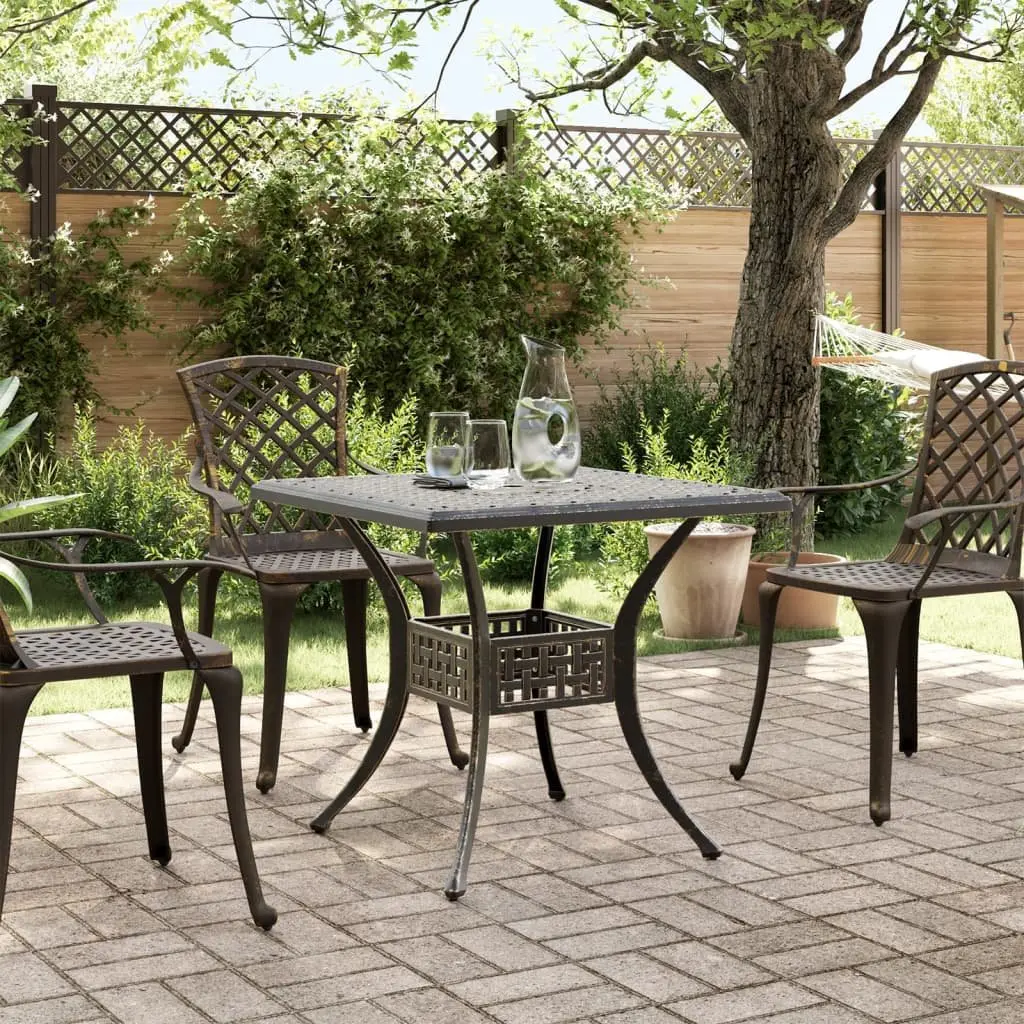 Garden Table Outdoor 80x80x75cm Brown Cast Aluminium