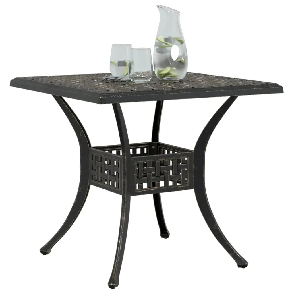 Garden Table Outdoor 80x80x75cm Brown Cast Aluminium
