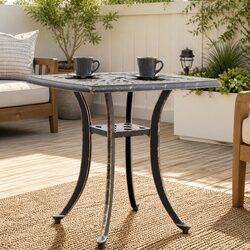 Garden Table Specifications: Brown Cast Aluminium Umbrella Hole