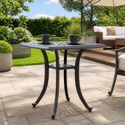 Black Garden Table, Dimensions 53x53x53 cm, Umbrella Ready